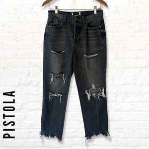 Pistola Black Distressed High Rise Jeans